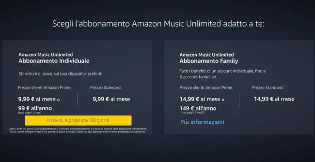 Costo abbonamento Amazon Music Unlimited